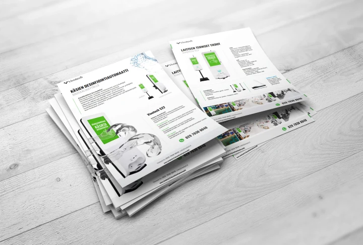 Vivotech: Tuote-esitteen suunnittelu ja taitto
