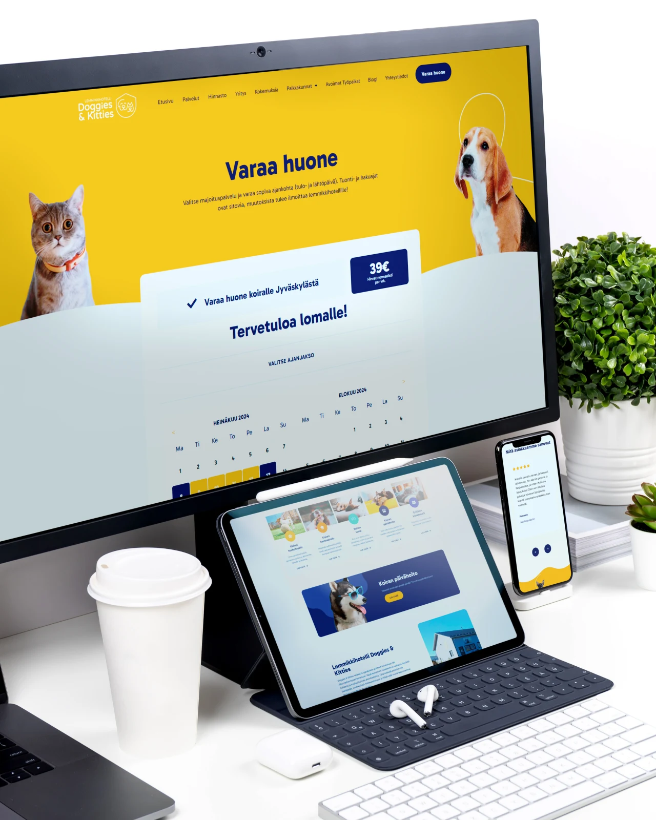 Doggies & Kitties: toteutetun verkkopalvelun näkymiä