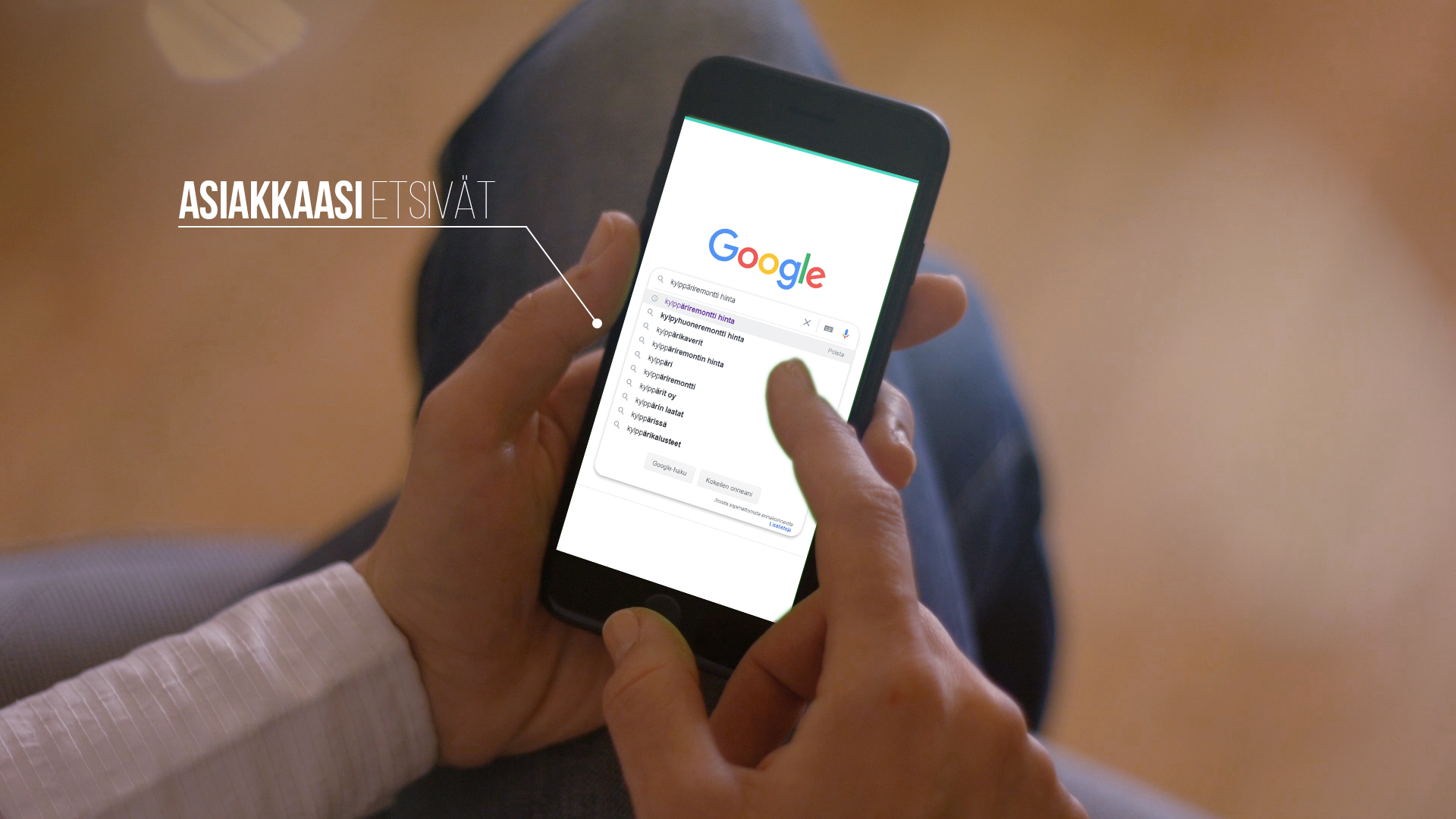 Google hakutulos Google Ads mainoksella