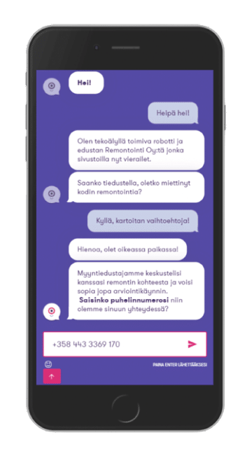 ChatBot liidien generointi nettisivuilla