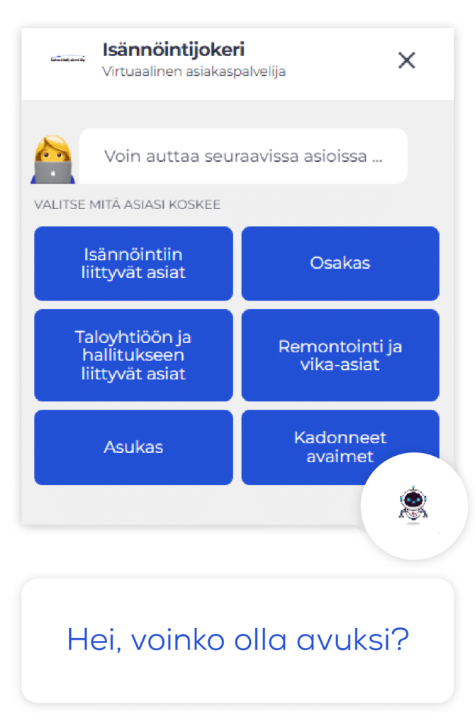 ChatBot palvelee asiakkaita yrityksesi nettisivuilla